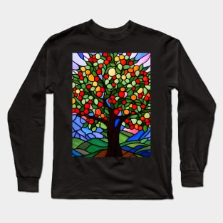 Stained Glass Apple Tree Long Sleeve T-Shirt